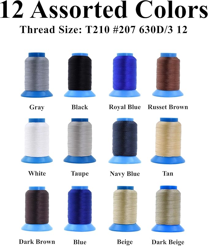 Mandala Crafts Bonded Nylon Thread 12 Neutral Colors Heavy Duty Sewing Threads - Image 2