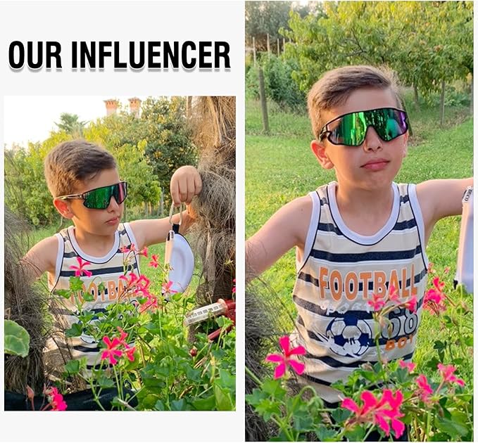 DUCO Kids Sunglasses Youth Baseball Sun Glasses Lightweight TR90 Frame UV400 Sports Cycling Shades for Boys Girls DK268