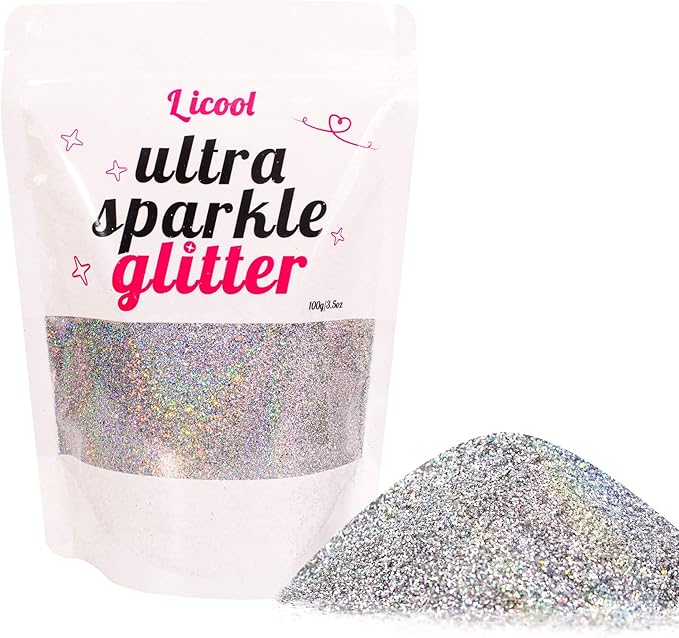 100g Holographic Ultra Fine Glitter, Sparkle Makeup Glitter, Extra Fine Craft by LICOOL+GLITTER