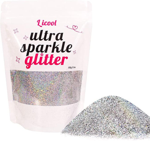 100g Holographic Ultra Fine Glitter, Sparkle Makeup Glitter, Extra Fine Craft by LICOOL+GLITTER