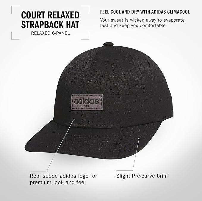 adidas Unisex Adult Court Hat – Relaxed Fit Retro Strapback Baseball Cap