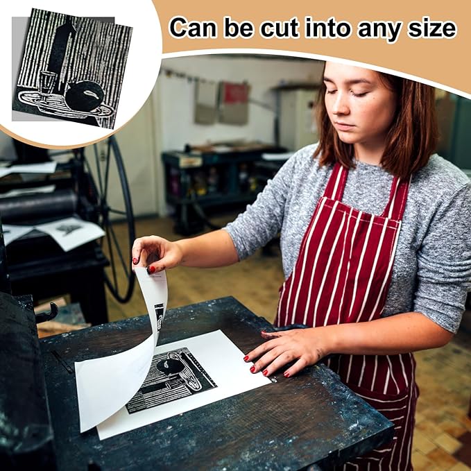 Yeaqee 2 Pcs 6 x 6 Inch Linoleum Block Rubber Carving Block Soft Linocut Blocks - Image 5