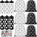Funnymoom 12 Pcs Volleyball Water Bottle Drawstring Bag Set with 50 Sticker Volleyballs Party Favors 6 Reusable Sports Squeeze Water Bottle 20oz 6 Volleyballs Goodie Gift Bag