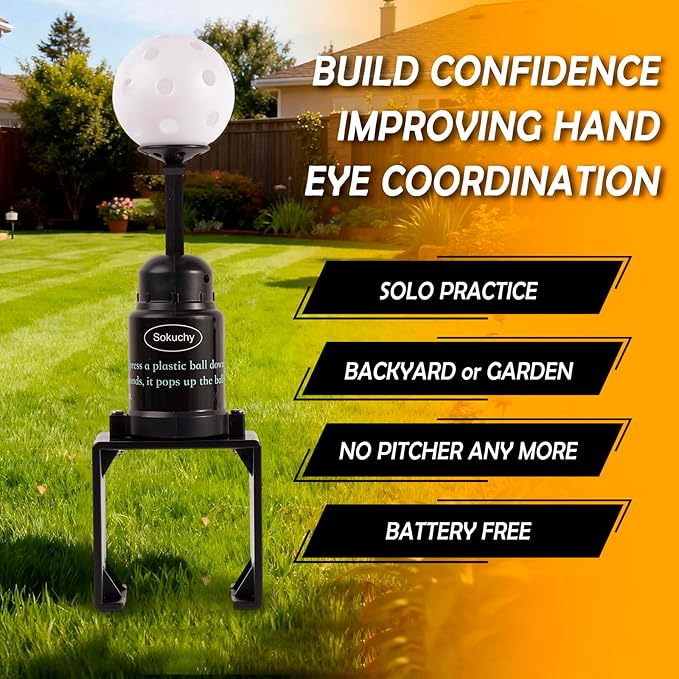 Baseball Practice Popper, Pop Up Tee Balls to The Perfect Height for Batting Trainer, Batting Machine for Practicing Hitting Without a Pitcher
