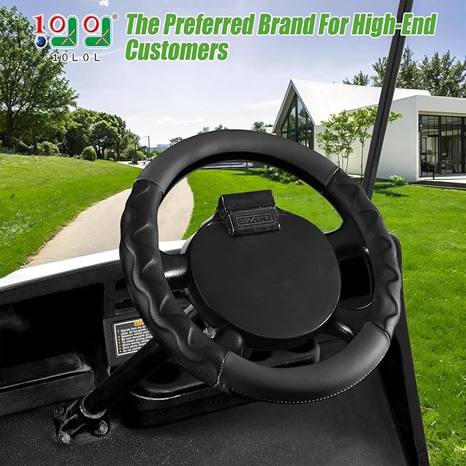 10L0L 13 Inch Golf Cart Steering Wheel Covers for EZGO TXT&RXV, Upgraded Microfiber Anti-Slip Steering Wheel Cover with Pu Leather