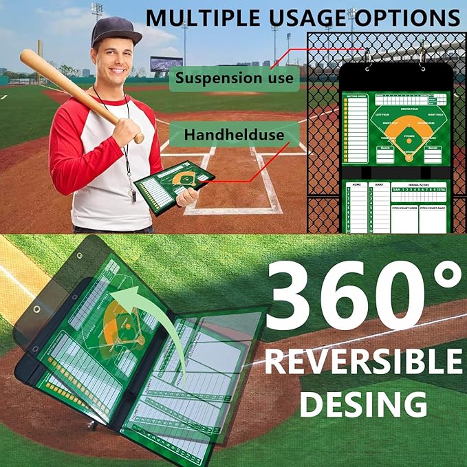 Magnetic Baseball Lineup Board for Dugout, 60 Magnets Coaching Clipboard with Dry Erase & Waterproof Bag – Dugout Organizer for Youth Baseball & Softball Coaches