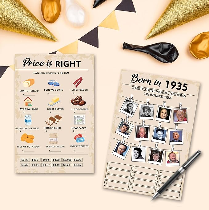 90 th Birthday Party Games, Born in 1935 Games Bundle, Birthday Party Supplies - Image 5