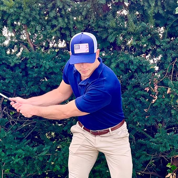American Golf USA Flag Trucker Hats Lucky Golfing Mens Cap Embroidered Patch Mesh Back Snapback Hat - Great Gifts for Golfer