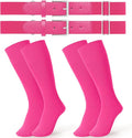 JASGOOD 2 Pack Baseball Socks and Belt Combo Set Softball Socks and Belts Elastic Waist Belt for Youth and Adult Boys
