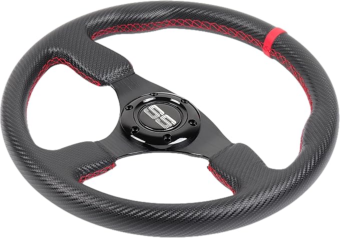 N2MU Golf Cart Steering Wheel 14 inch Universal for EZGO TXT RXV Club Car DS Precedent and Yamaha Black Red