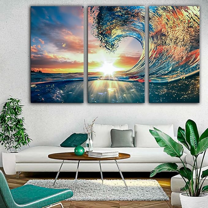 SpiritualHands Shining Sun and Waves Printed Tempered Glass Wall Art Painting - Image 6