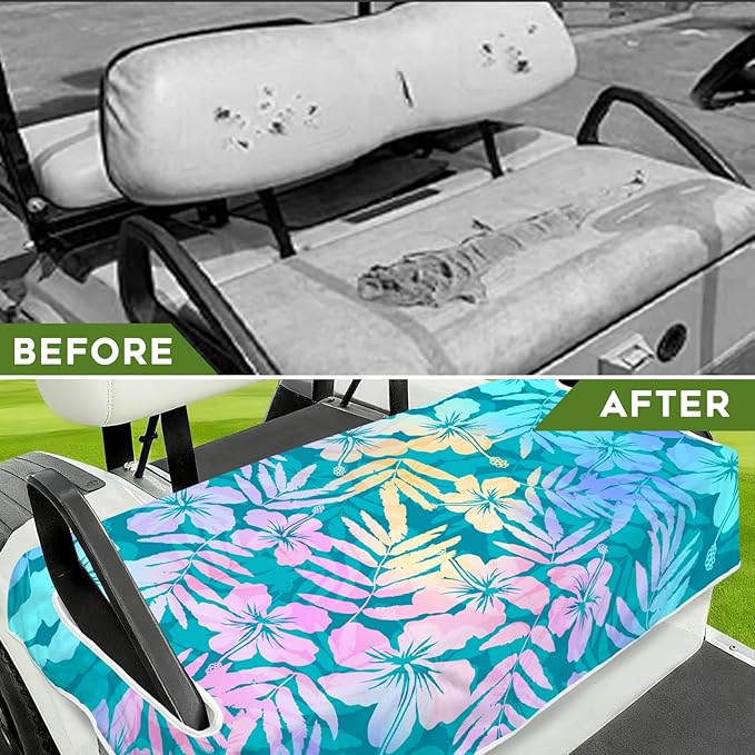 Golf Cart Seat Covers Club Car Golf Cart Accessories for Men Women Golf Carts Seat Towel Blanket 2-Seat Golf Cart Decorations