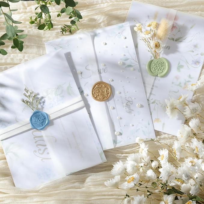 UNIQOOO 70 Pack Vellum Jackets for 5x7 Invitations, Elegant Pre-Folded Vellum - Image 3