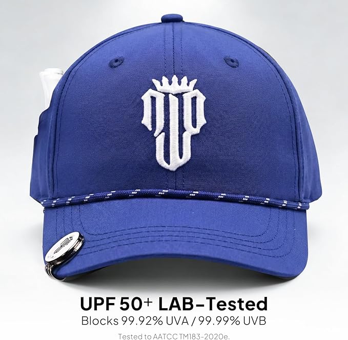 NJF Golf Hat Men - Breathable Mens Golf Hats, Adjustable Rope Hook and Loop Style Cap, Convenient Cap with Tee Holder