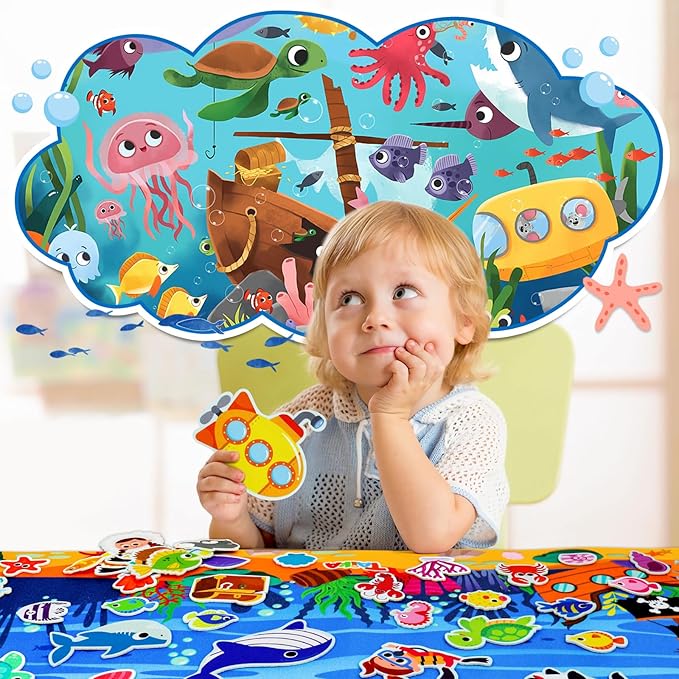 Taika 70 Pcs Ocean Felt Story Board Set, 43x28 inch Interactive Felt Story - Image 4