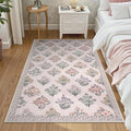 Wonnitar Boho Floral 3x5 Washable Rug, Ultra-Thin Pink Small Rugs by Wonnitar