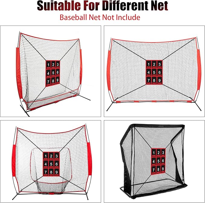 Waterproof Strike Zone Target Net,19 * 27in Clear Numbered Strike Zone,Adjustable and Durable Pitching Net with Strike Zone for Baseball&Softball Net,Applicable for Various Age Pitching Training