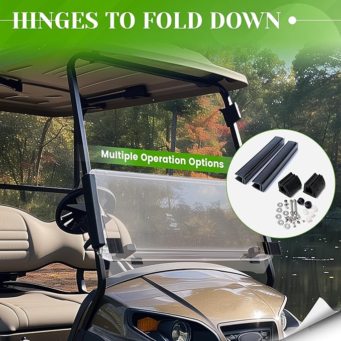 HECASA Windshield Compatible with 1994-2014 EZGO TXT & Medalist Gas or Electric Golf Cart Flip Windscreen