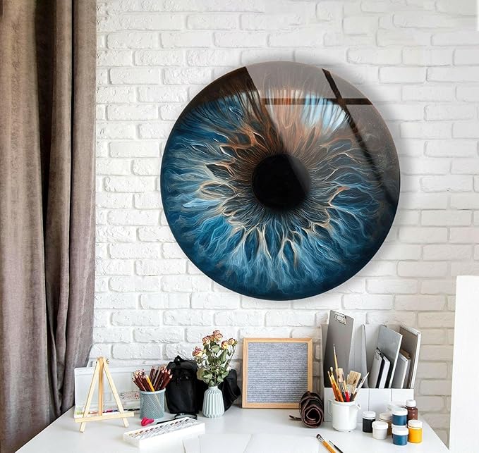 My Photostation.com 20'' Diameter Eye Round Blue Glass Wall Art Tempered Glass - Image 5