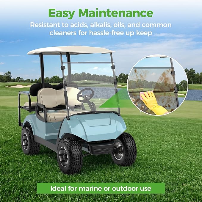 10L0L Golf Cart Windshield for Yamaha Drive 2 2017-Up, Clear/Tinted Folding Windshield with All Heavy Duty Clips, PC Material, Anti-UV & Impact Resistant - Easy Install (Fits Gas/Electric Models)