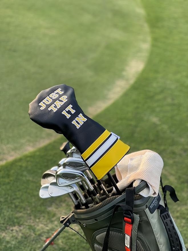 Wolph Happy Gilmore Golf Club Covers - Funny 'Just Tap It in' Driver Headcover - Premium Leather - Personalized Golf Club Covers - Golf Accessories for Men and Women, Fits Any Size.