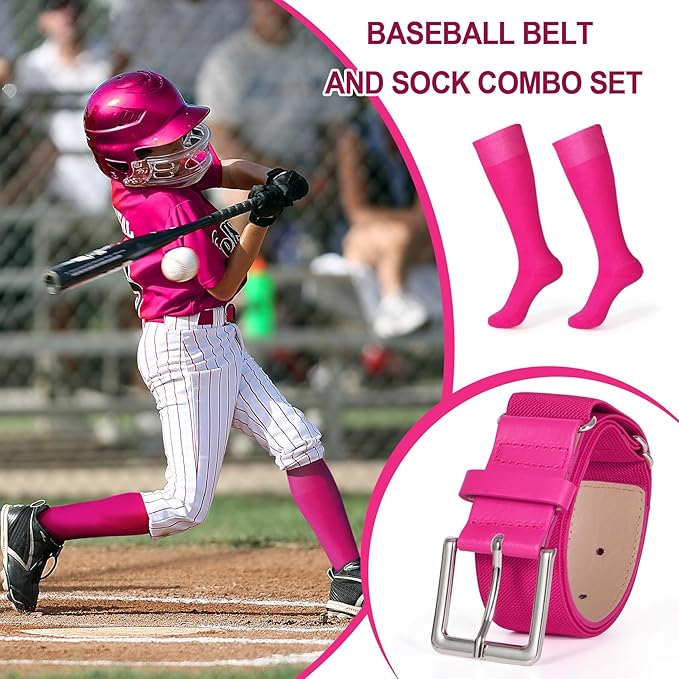 XZQTIVE Baseball Softball Socks and Baseball Softball Belt Combo Set Knee-High Soccer Socks for Kids Youth Adult