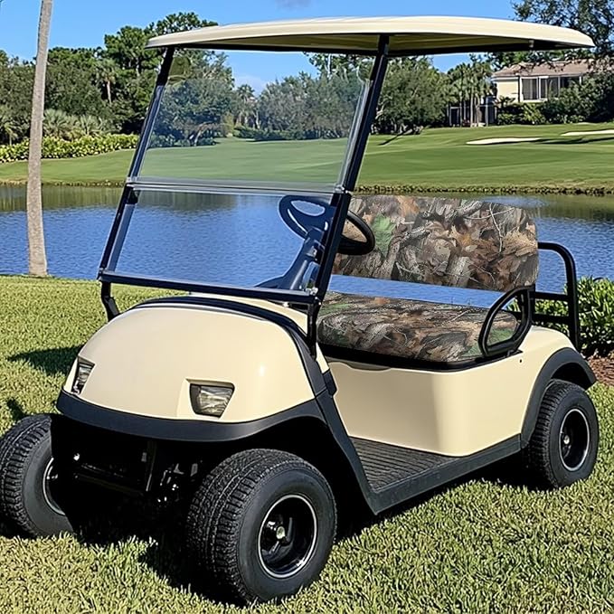 Bulopur Branch Camouflage Golf Car Seat Cover Set Dustproof Seat Cover Fit for EZGO Club Car 2 Person Seats Golf Carts Frontseat Sun Protection