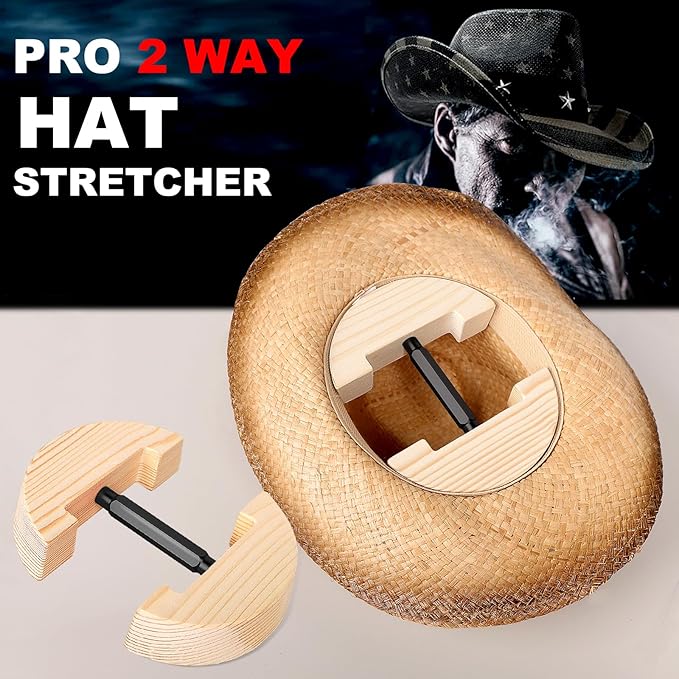 Hat Stretcher for Fitted Hats, Cowboy Hat Stretcher Fitted Hat 7 to 8 1/2, Adjustable Wooden Hat Jack Stretcher Fits All Caps