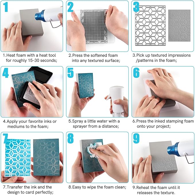 BAOFALI 4 Pcs Stamping Foam Grey Moldable Foam Stamps Plastic Dry Foam Stamp - Image 8