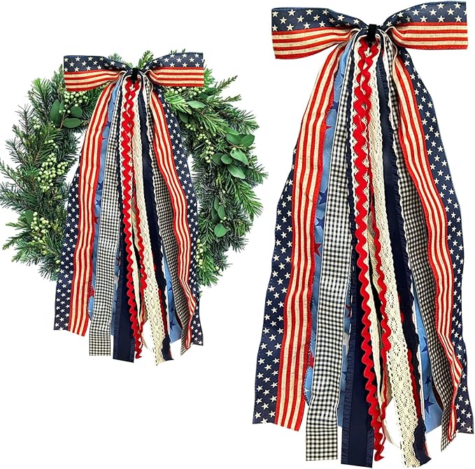 Large Patriotic Star Ribbons Bow by Unknown