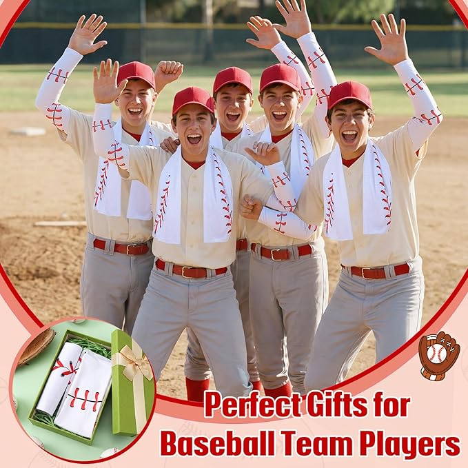 Soulchen 24 Pcs Ice Cream Drip Baseball Softball Gift Accessories 40"x12" Microfiber Cooling Towels and Arm Sleeves for Party