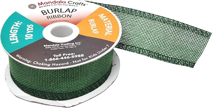 Mandala Crafts Green Burlap Ribbon 1.5 Inches Wide Jute Ribbons - Image 4