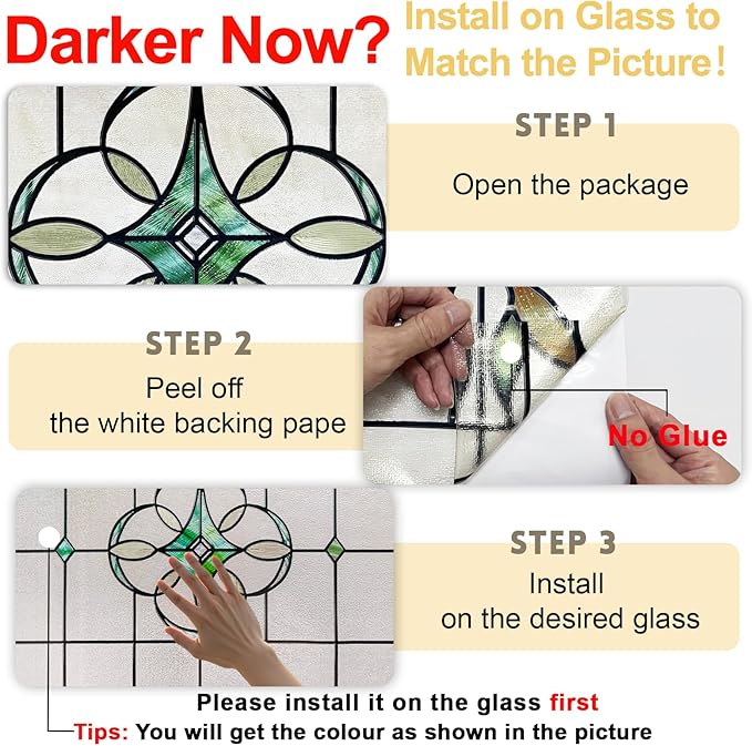 3D Stained Glass Window Privacy Film, Heat Control UV Blocking Static Cling - Image 4