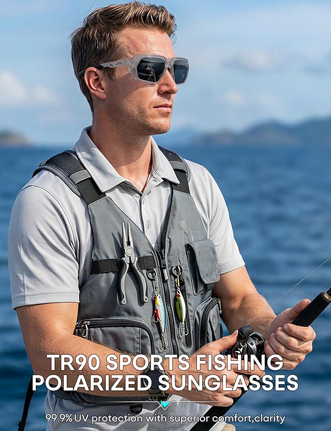 ATTCL Sports Polarized Sunglasses for Men: Womens UV400 Protection, Lightweight Wrap Around TR90 Frame for Fishing Golf