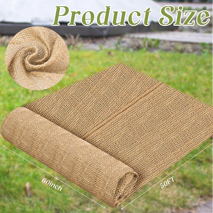 Buryeah 60 Inch x 50 ft Burlap Fabrics Roll Natural Jute Burlap Garden Tree - Image 2