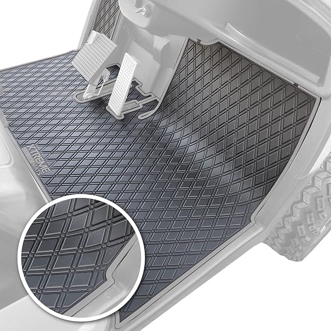 Xtreme MATS Yamaha Compatible Golf Cart Mat, Full Coverage Golf Cart Floor Liner Mat - Compatible with Yamaha Adventurer (2007-2017), G29, YDR, & Drive (Gen1) Models Only - Black with Grey Trim