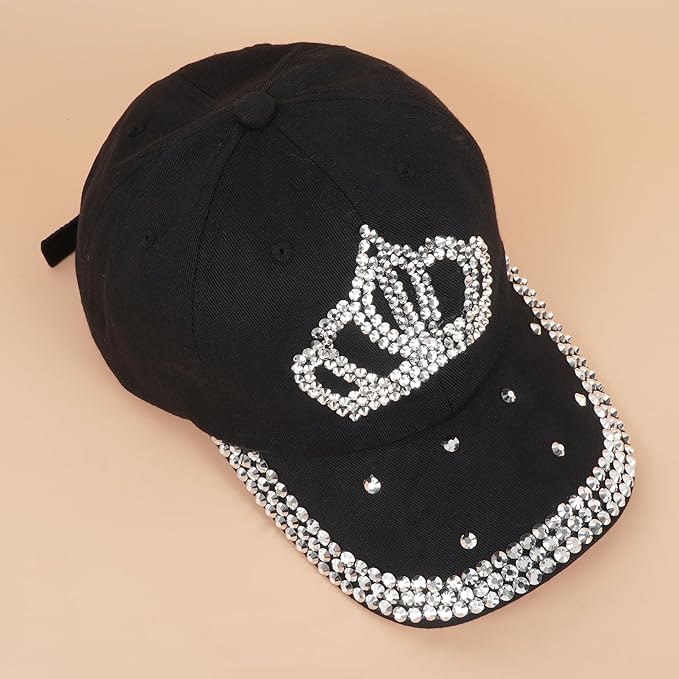 Hoce Fashion Rhinestone Denim Baseball Cap Studded Bling Hat for Women