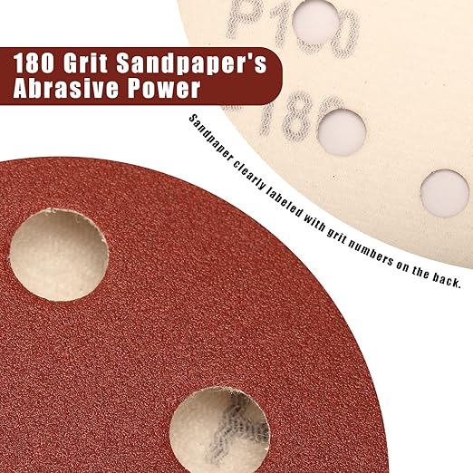 180 Grit 5 Inch Sanding Discs Hook and Loop Sandpaper - Image 2