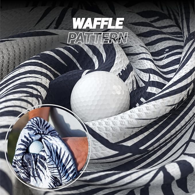 Blue Tees Golf Premium Magnetic Towel - Super Strong Magnet - Microfiber Waffle Design - Silicone Brush - Groove Cleaner - Bag Buckle - Standard & Caddy Sizes