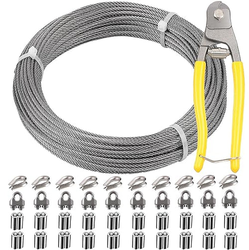 1/8 Inch Stainless Steel Wire Rope Kit, 7x7 Strands, 165 ft Length, by Roxanned