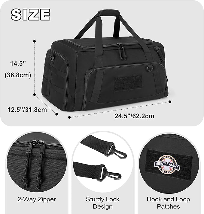 GOBUROS Tactical Baseball Duffle Bag with 2 Bat Holder, Catchers Gear Bag for Softball Equipment, Travel Baseball Bags with Shoe Compartment for Gym Sports