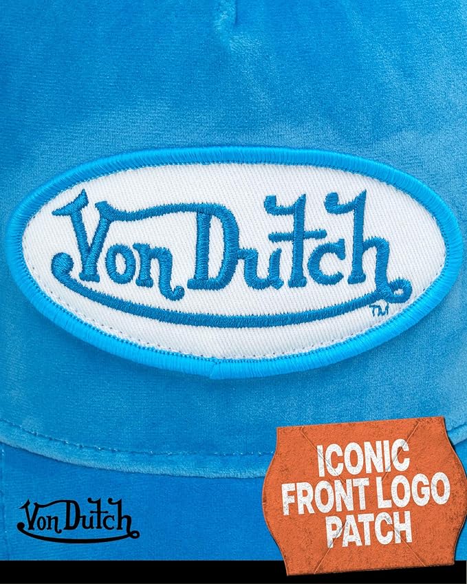 Von Dutch Unisex Trucker Hat - Velvet Curved Bill Mesh Back Retro Classic Adjustable Snapback Baseball Cap for Men and Women