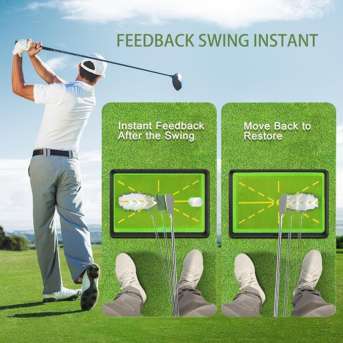 Golf Hitting Mat, Urgrade Golf Training Mat, Golf Practice for Swing Path Feedback/Analyzing, Precision Pro Swing Mat, Accessories Gifts, 17"x12"