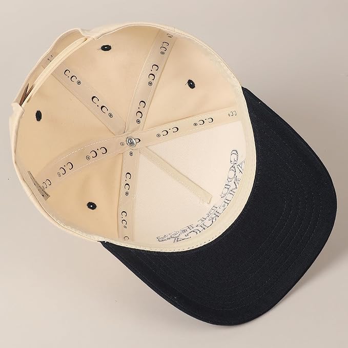 MIRMARU Two-Tone Vintage Canvas Trucker Hats for Men & Women, Adjustable Size Baseball Caps with Trendy Embroidered Design