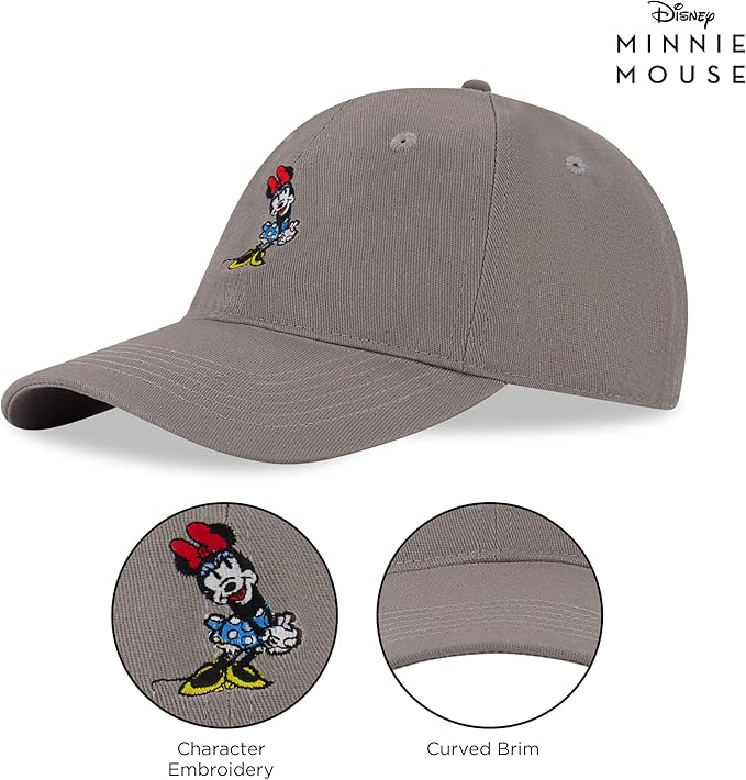Disney Women's Baseball Cap, Minnie Mouse Adjustable Hat for Adult