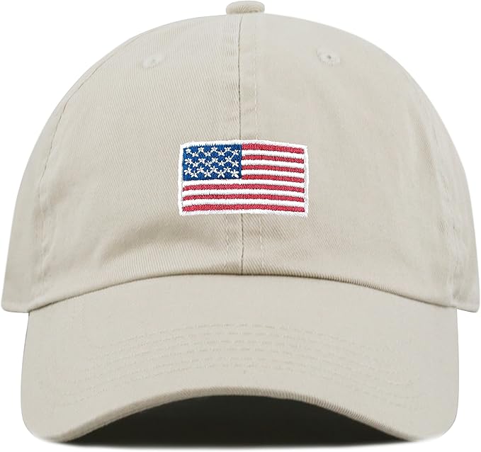 USA Flag & Embroidery Premium 100% Cotton Low Profile Adjustable Baseball Dad Cap