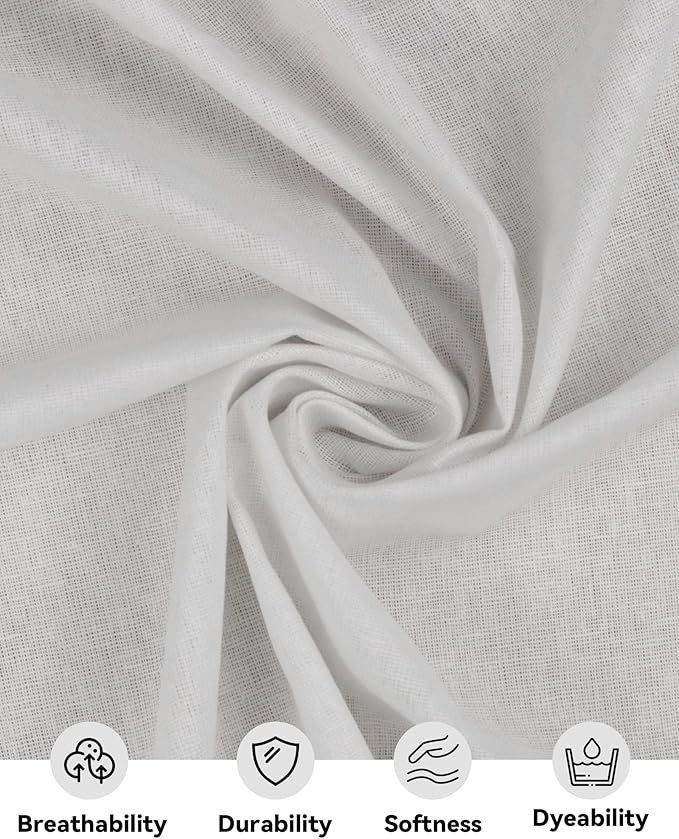 HOTGODEN Medium Weight 100% Cotton Muslin Fabric: 59 inch x 2 Yards Bleached - Image 2