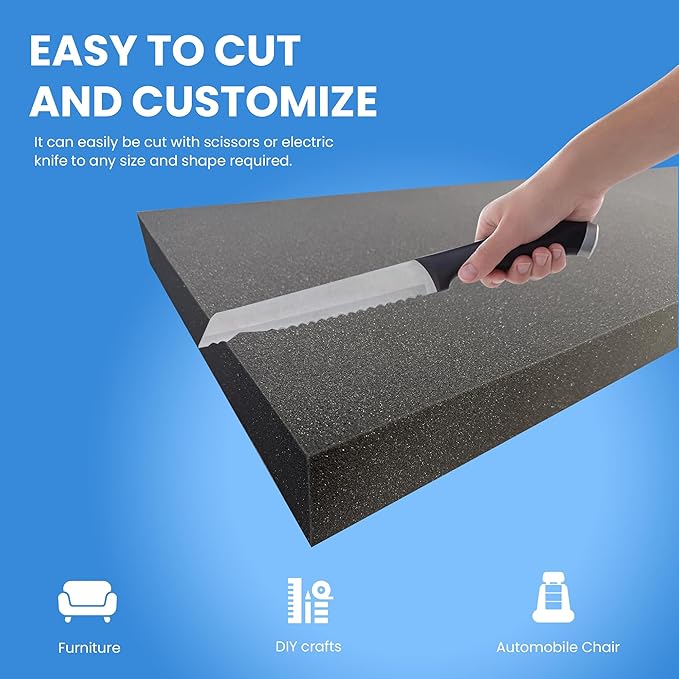 QOMFY 5" Height x 12" Width x 48" Length Charcoal Upholstery Foam Sheet | Made - Image 5