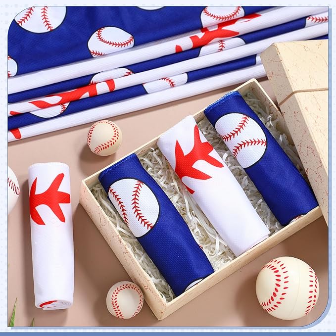 FuWeave 50 Pcs Sports Cooling Towels Baseball Basketball Softball Breathable Soccer Football Volleyball Microfiber Ice Towel Fast Drying for Party Favors Team Gift (Baseball,40 x 12 Inch)