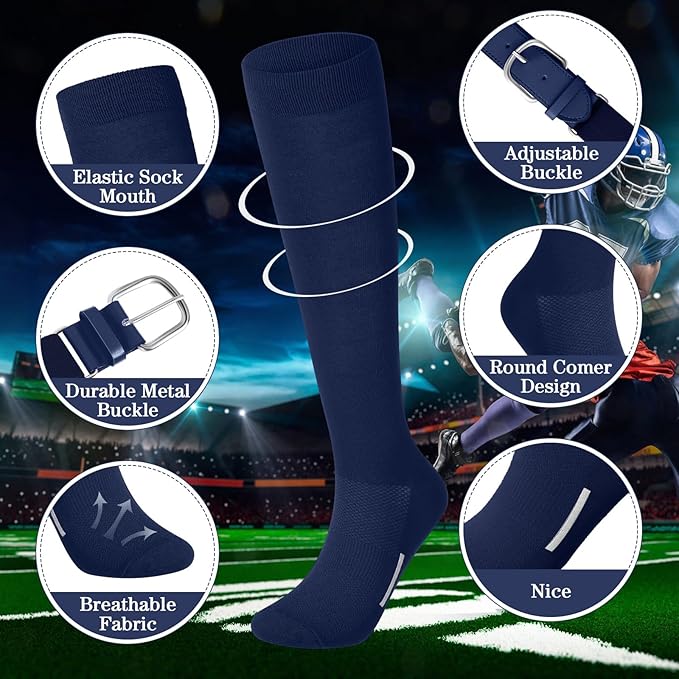 Haysandy Baseball or Softball Sock and Belt Combo Set 3 Football Baseball Socks with Softball Belt for Youth Boys Kids